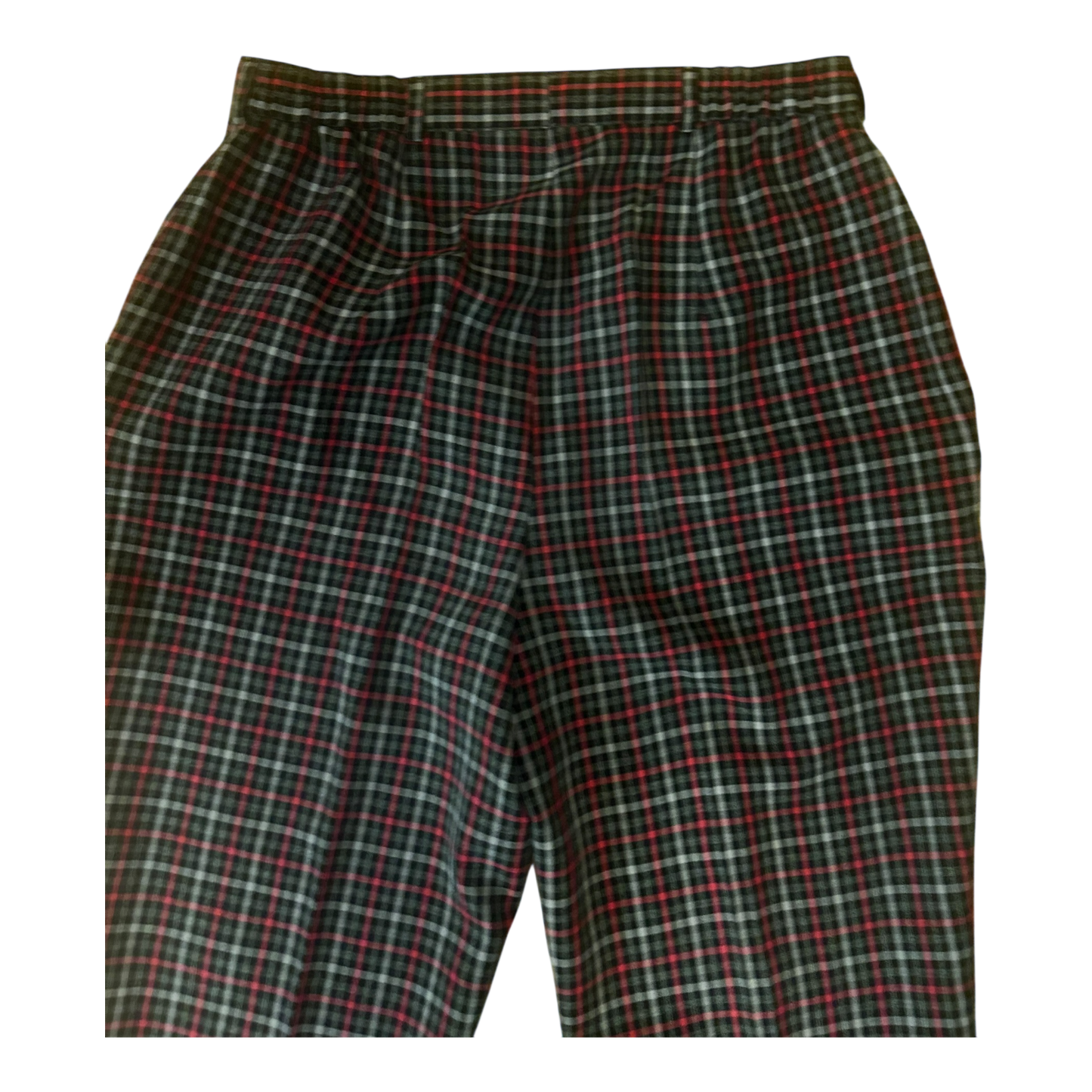 Damen Stoffhose Vintage Kariert Grau Rosa Schwarz High Waist Gr 42 Elegant