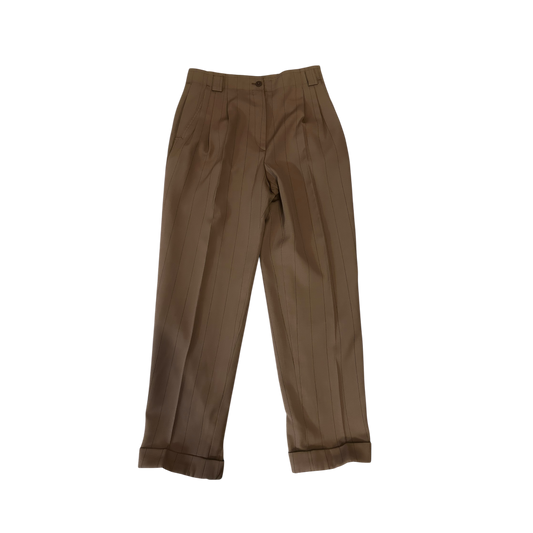 Spotlight Vintage Hose Damen Schurwolle Braun Gestreift High Waist Gr 38