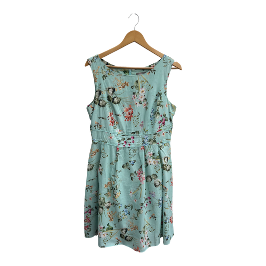 Orsay Kleid Damen Dress Damenkleid Gr 40 Mint Blumen Baumwolle Sommer Gefüttert Chic