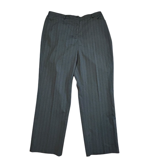 Vintage Stoffhose Damen Kurzgr 23 Grau Streifen Gummizug Elegant