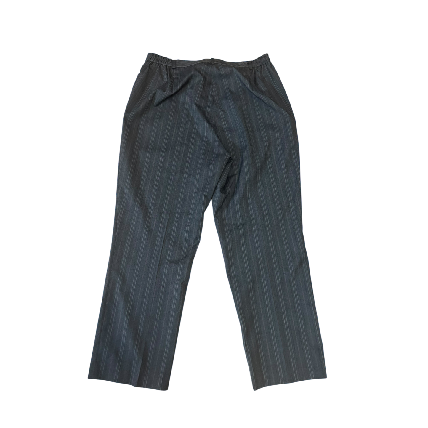 Vintage Stoffhose Damen Kurzgr 23 Grau Streifen Gummizug Elegant