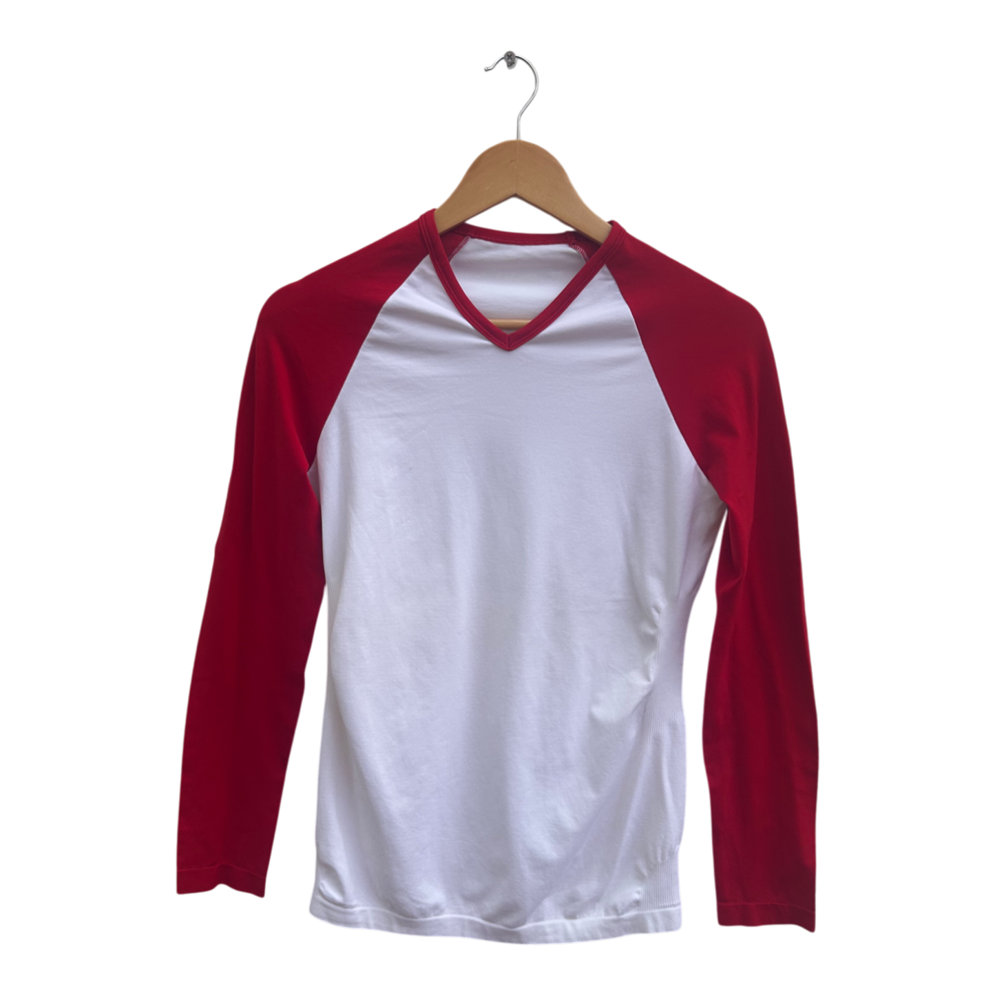 Italien Style Unterhemd Herren XL Weiß Rot Langarm Stretch Vintage Retro Shirt