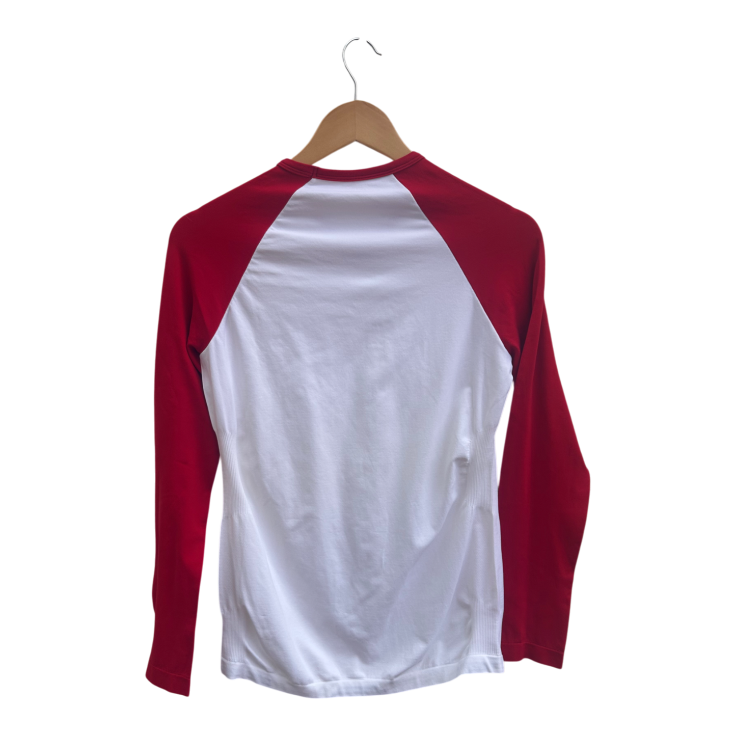 Italien Style Unterhemd Herren XL Weiß Rot Langarm Stretch Vintage Retro Shirt