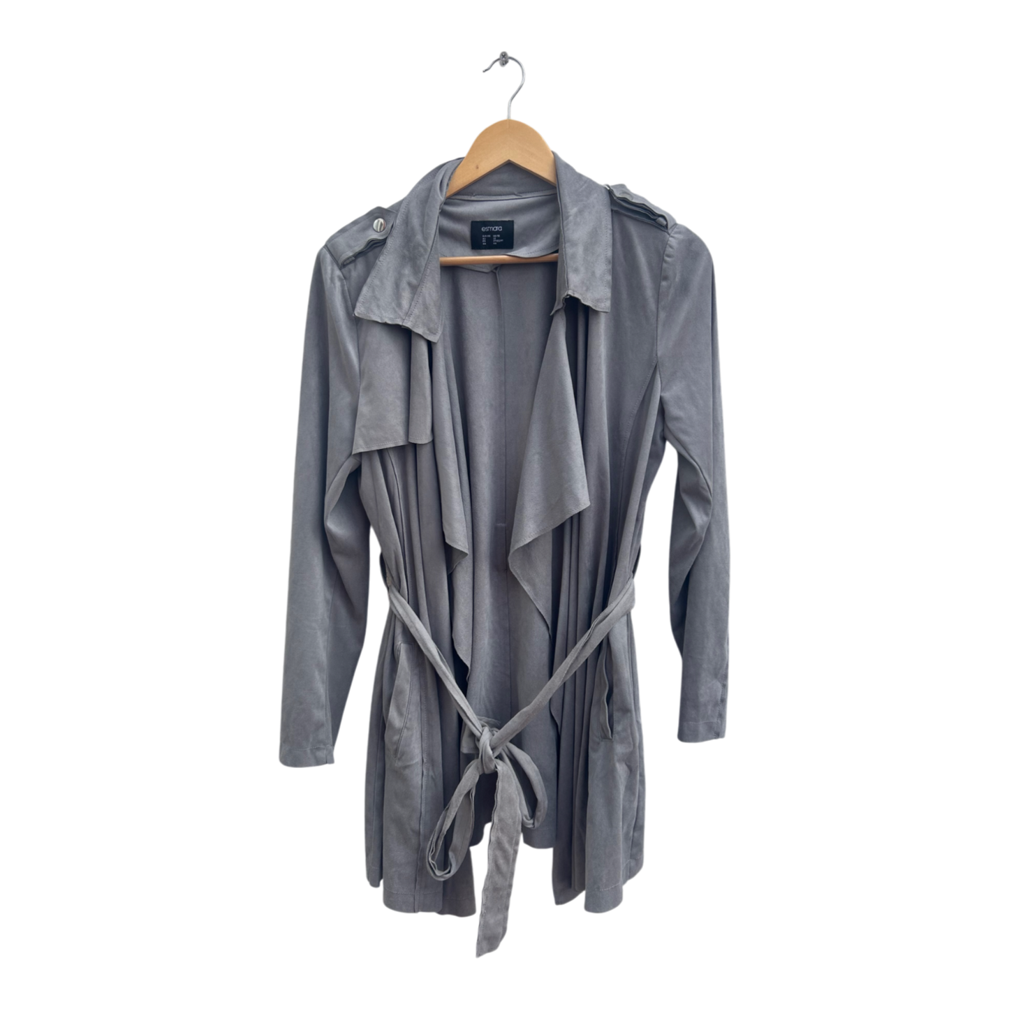 Damen Trenchcoat Gr 42 Grau Esmara Wasserfall Mantel Bindegürtel Übergangszeit