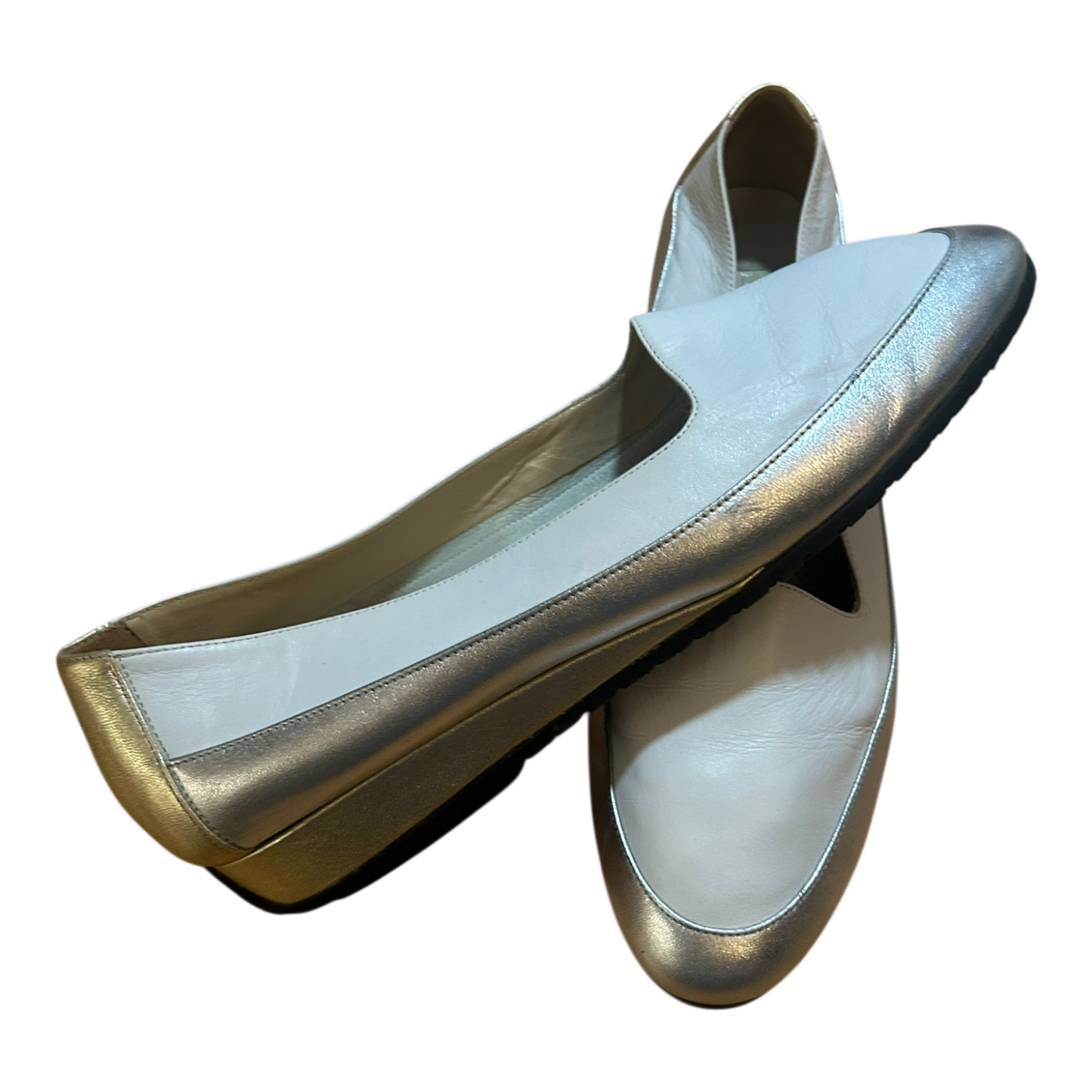 Hubert Pflug Damen Schuhe Leder Elegant Weiss Silber Gold Komfort Gr 40,5