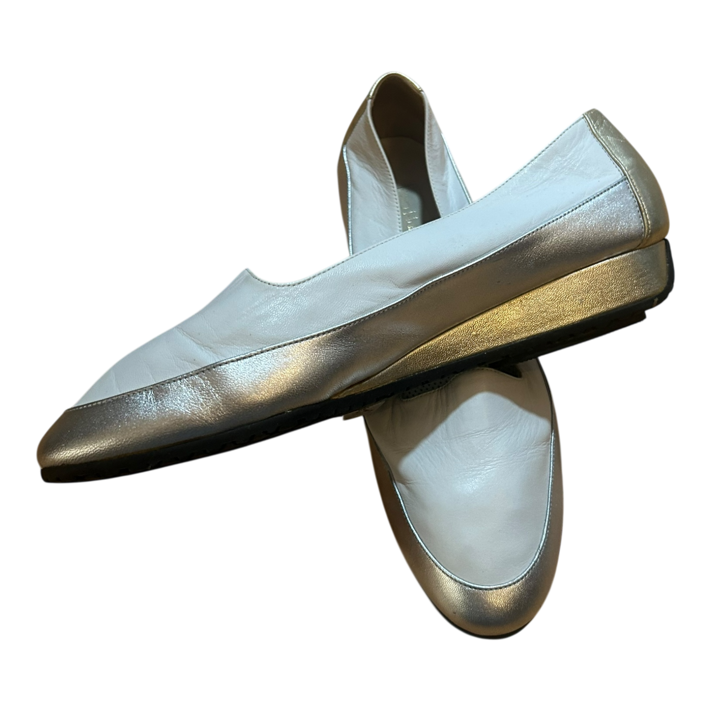 Hubert Pflug Damen Schuhe Leder Elegant Weiss Silber Gold Komfort Gr 40,5