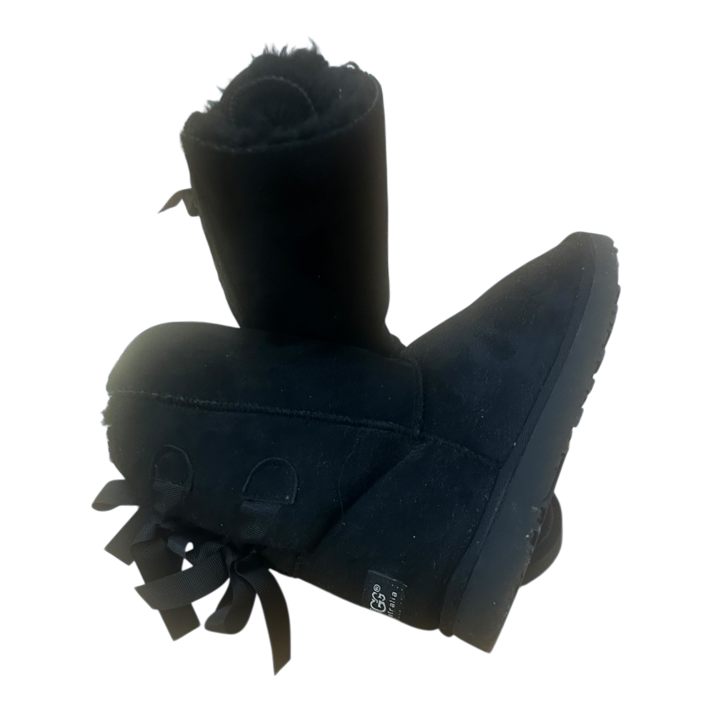 UGG Bailey Bow II Damen Gr 41 Schlupfboots Stiefel Schwarz Lederfell Gr 41 Winter