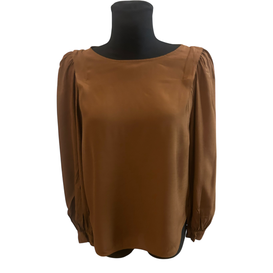 Esprit Damen Bluse Größe 36 Braun 100% Viskose Langarm Elegant Alltag Chic Style