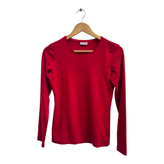 Street One Shirt Damen Gr 40 Rot Langarm Baumwolle Basic Oberteil Casual Top