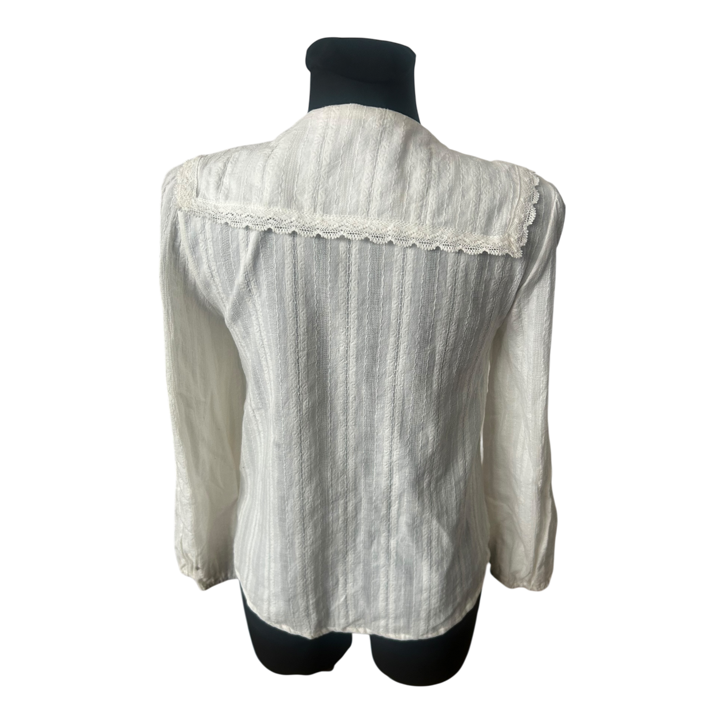 Zara Bluse Mädchen Gr 164 Weiß Baumwolle Spitze Langarm Elegant Vintage Look