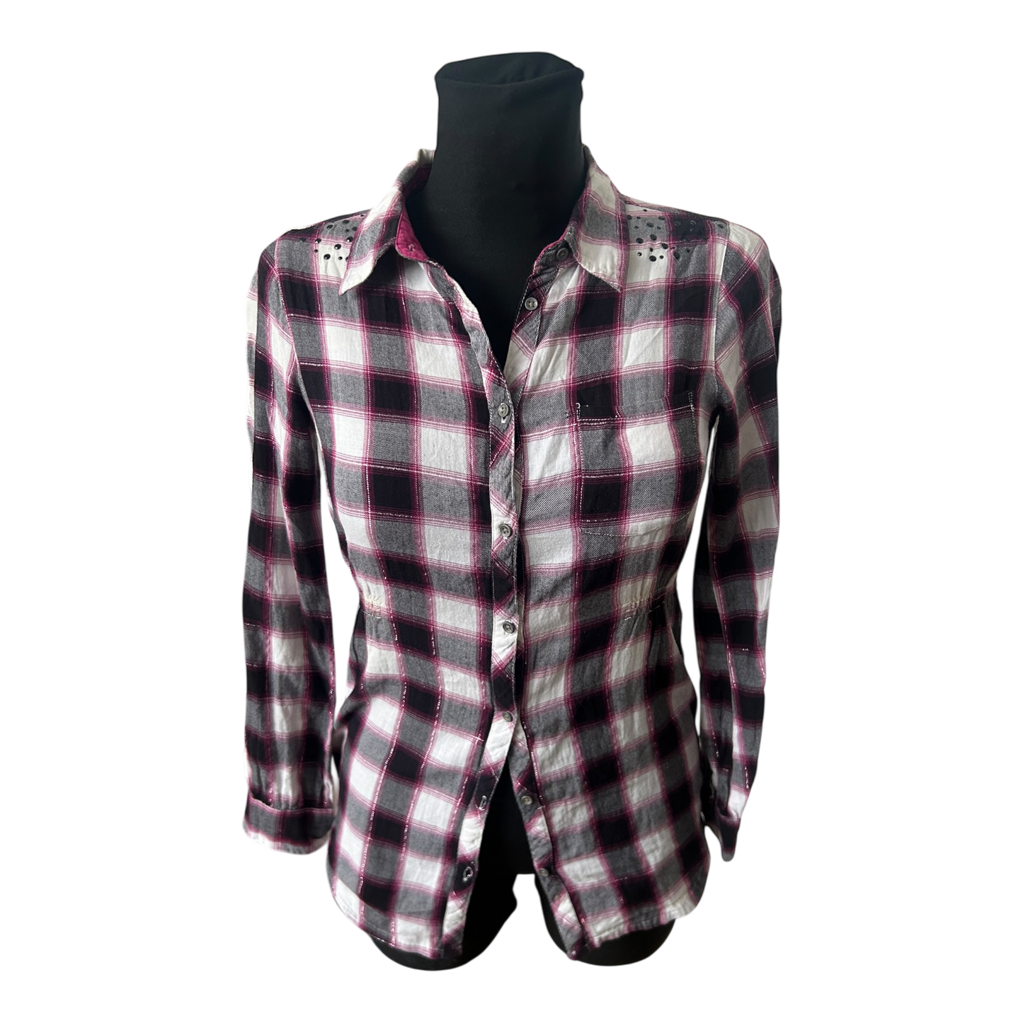 C&A Bluse Mädchen Karo Gr 158 Baumwolle Langarm Freizeit Herbst Lässig