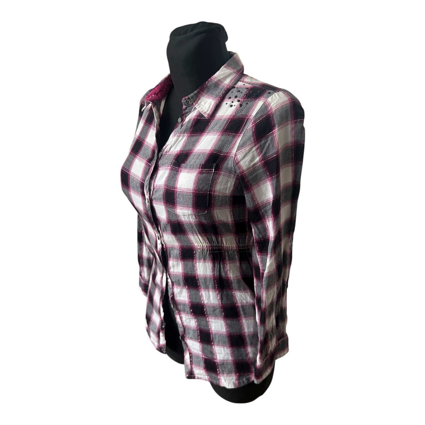 C&A Bluse Mädchen Karo Gr 158 Baumwolle Langarm Freizeit Herbst Lässig