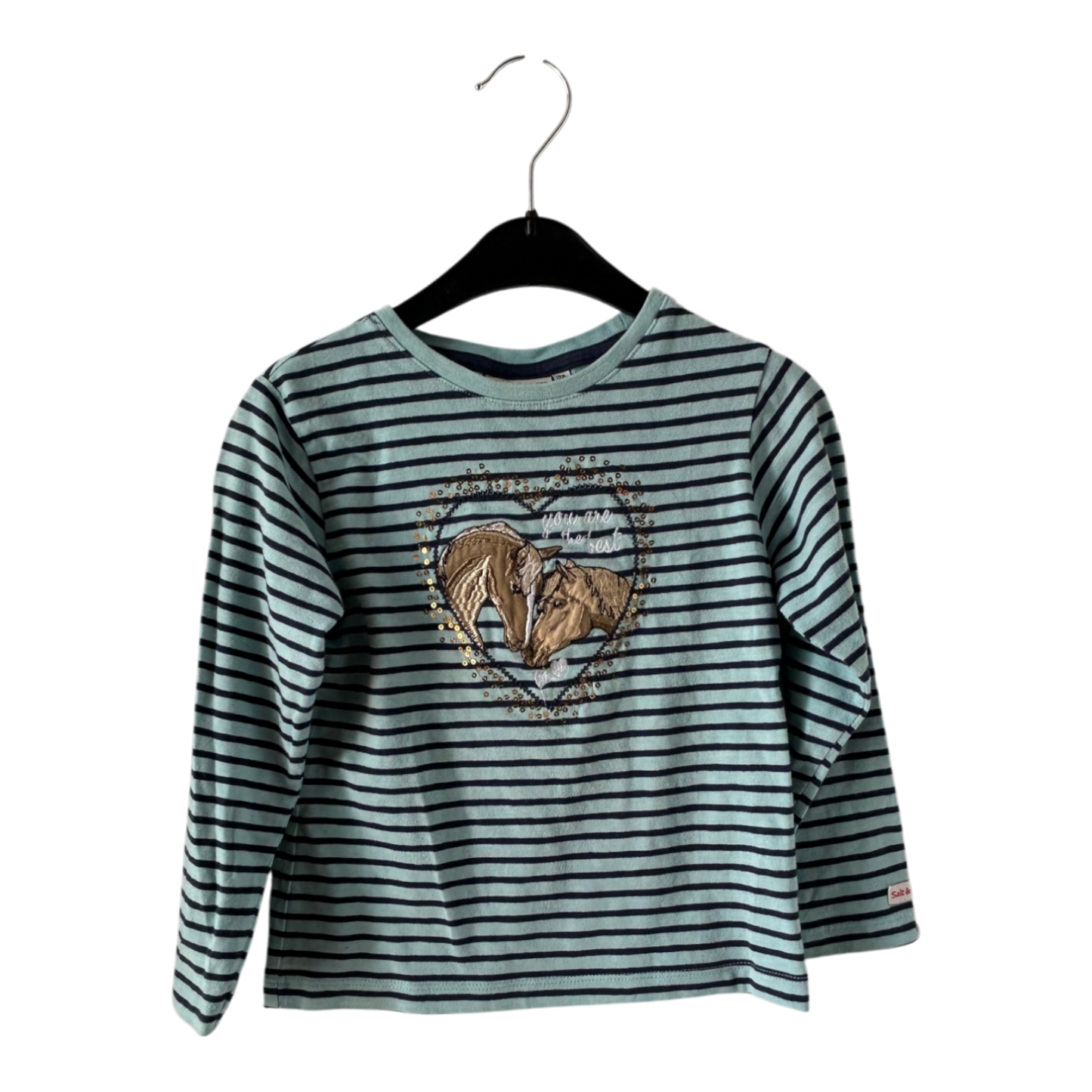 Salt Pepper Kinder Shirt Gr 104 Pferde Motiv Streifen Baumwolle Stretch Langarm
