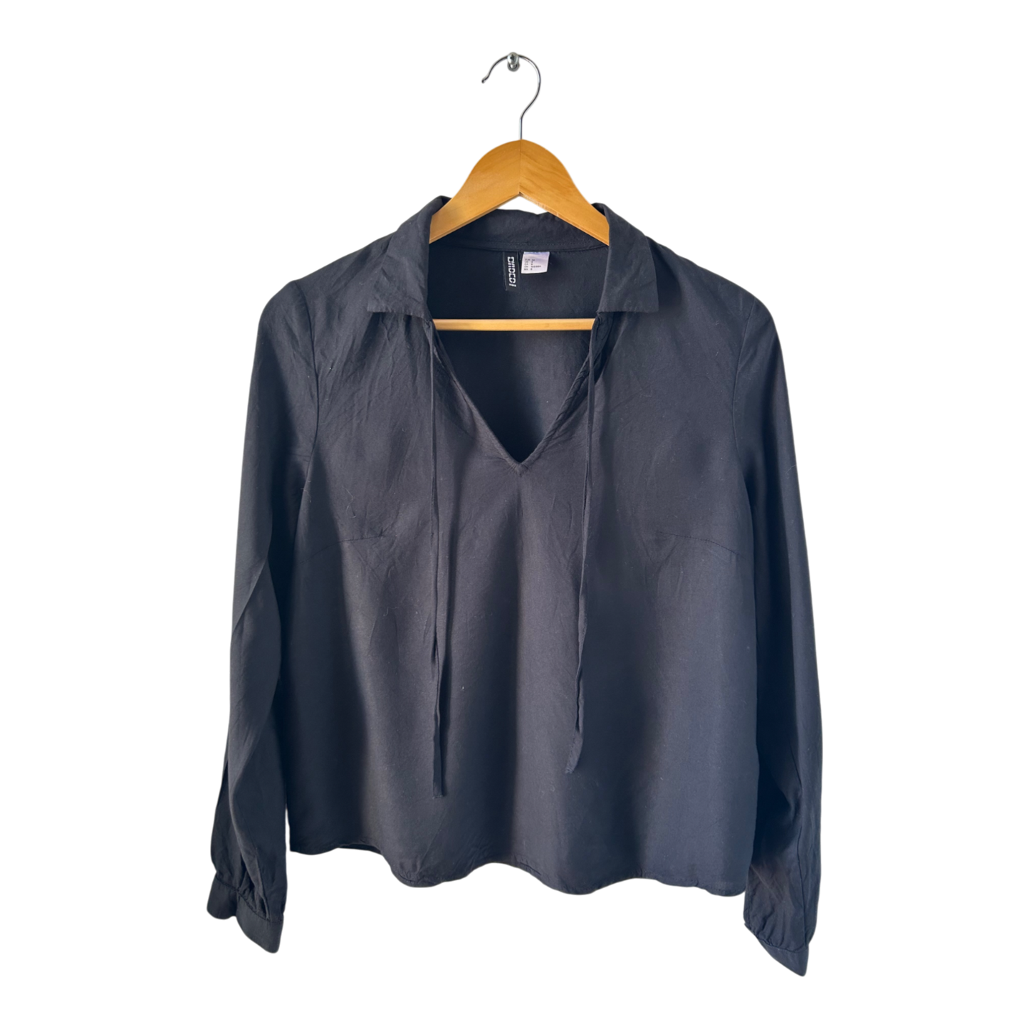 Divided Bluse Damen Gr 38 Schwarz Langarm Viskose Tunika Shirt Elegant Casual