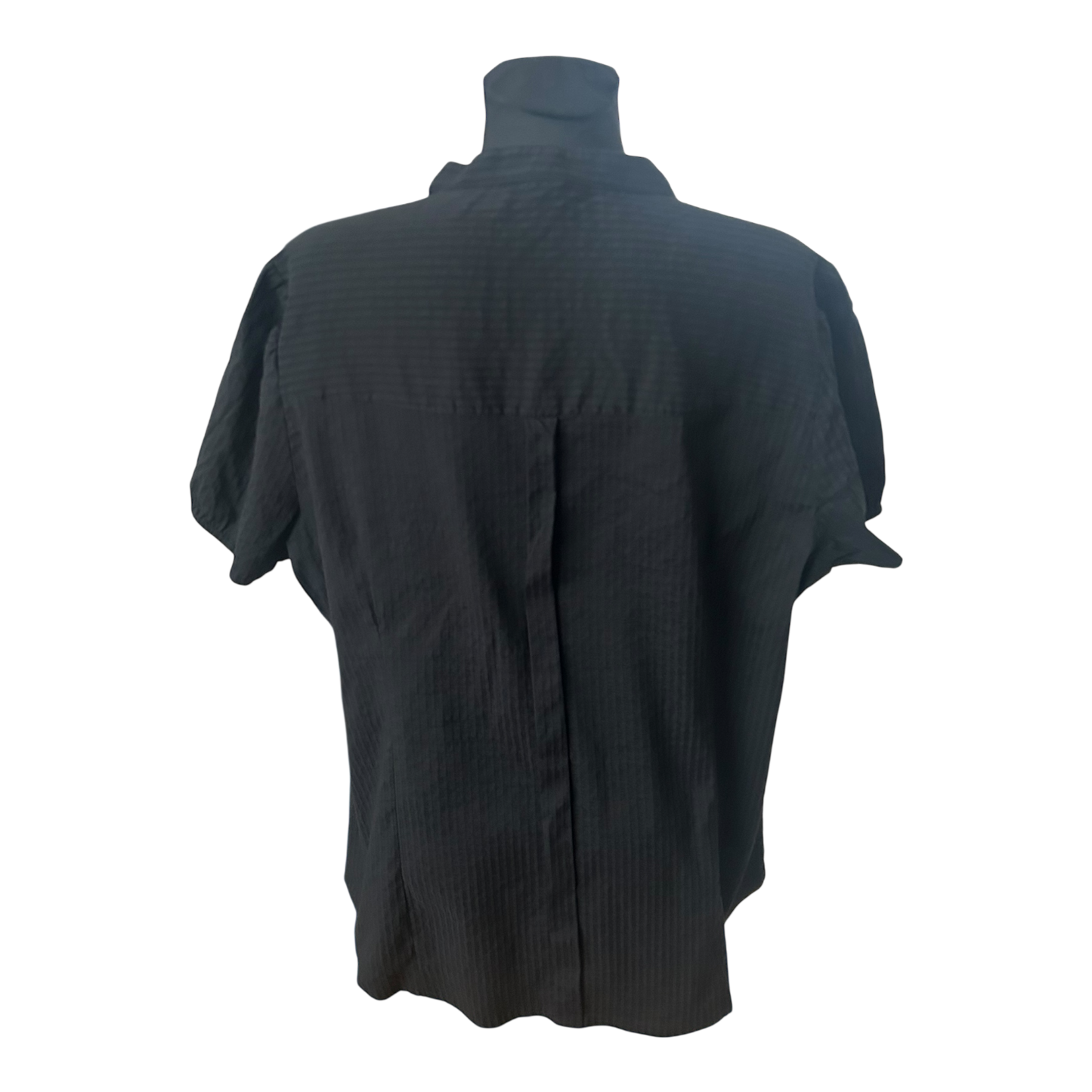 H&M Damen Bluse Gr 54 Schwarz Casual 3/4 Arm Strukturstoff Viskose Baumwolle Mix