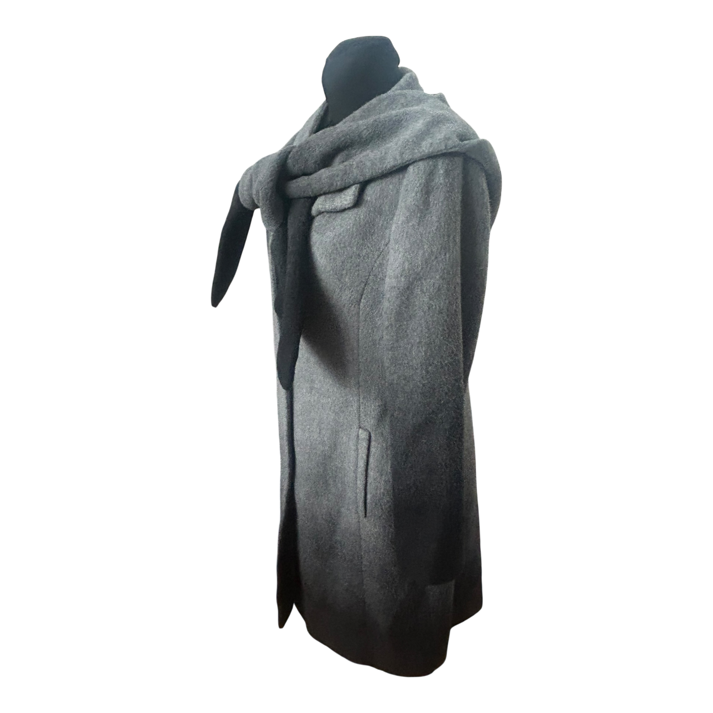 Alba Moda Mantel Damen Gr 40 Grau Wollmix Elegant Kapuzenschal Klassisch