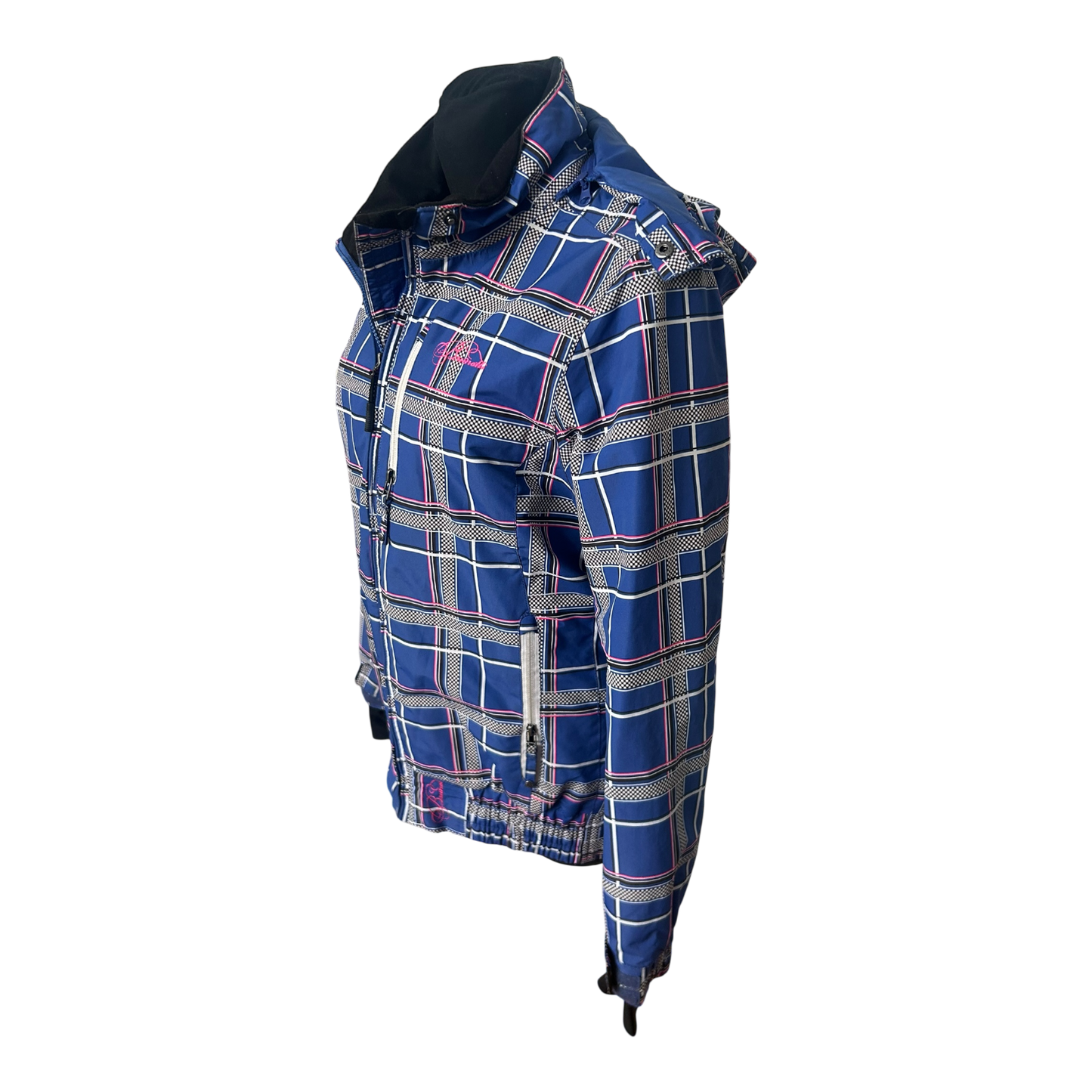 Brunotti Skijacke Damen XL Blau Kariert Abnehmbare Kapuze Warm Gefüttert Top