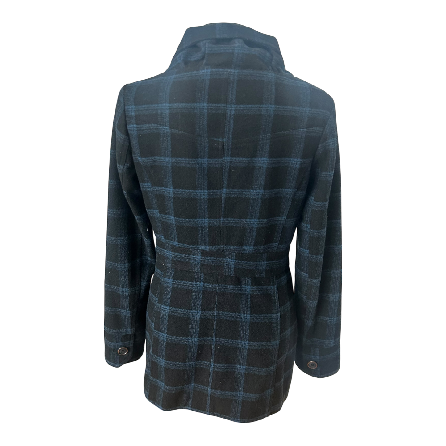 Fresh Made Mantel Damen Gr M Schwarz Blau Kariert Elegant Wollmix