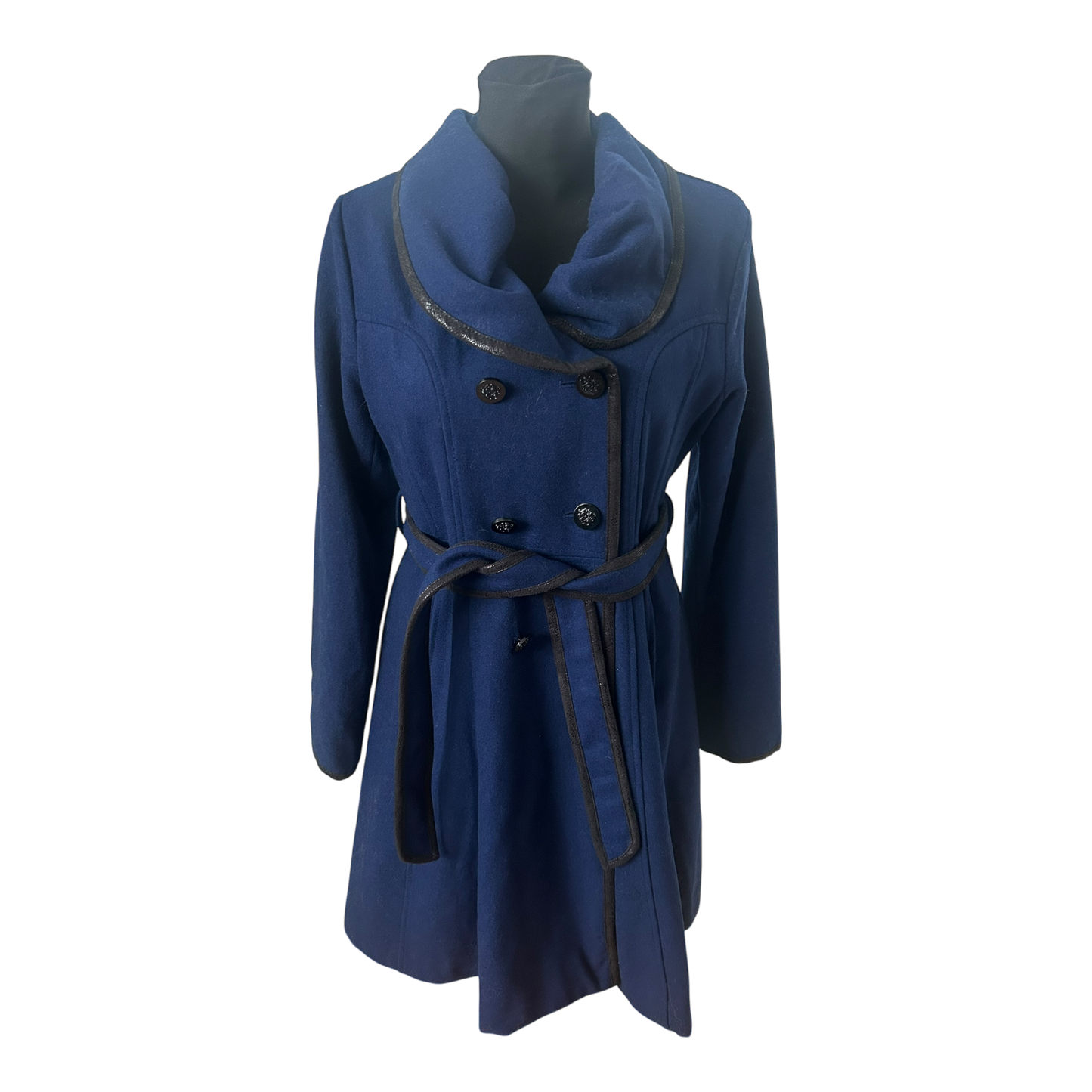 Jessica Simpson Mantel Damen Gr L Blau Elegant Wollmantel Bindegürtel