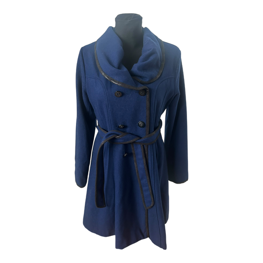 Jessica Simpson Mantel Damen Gr L Blau Elegant Wollmantel Bindegürtel