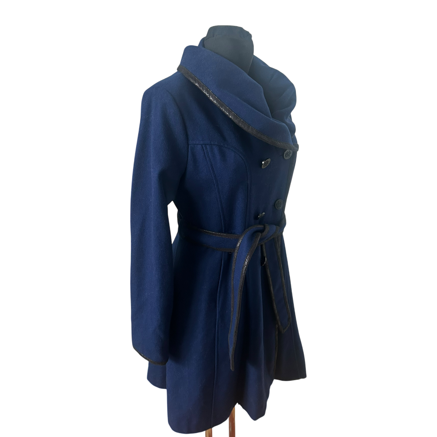 Jessica Simpson Mantel Damen Gr L Blau Elegant Wollmantel Bindegürtel