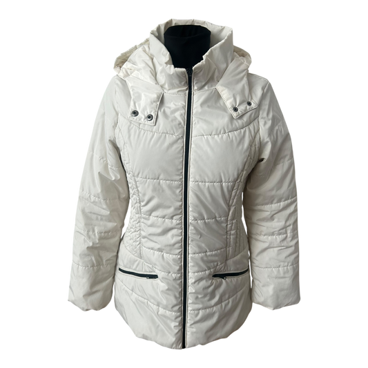 Manguun Steppjacke Damen Gr 38 Weiss Gefüttert Kapuze Winterjacke