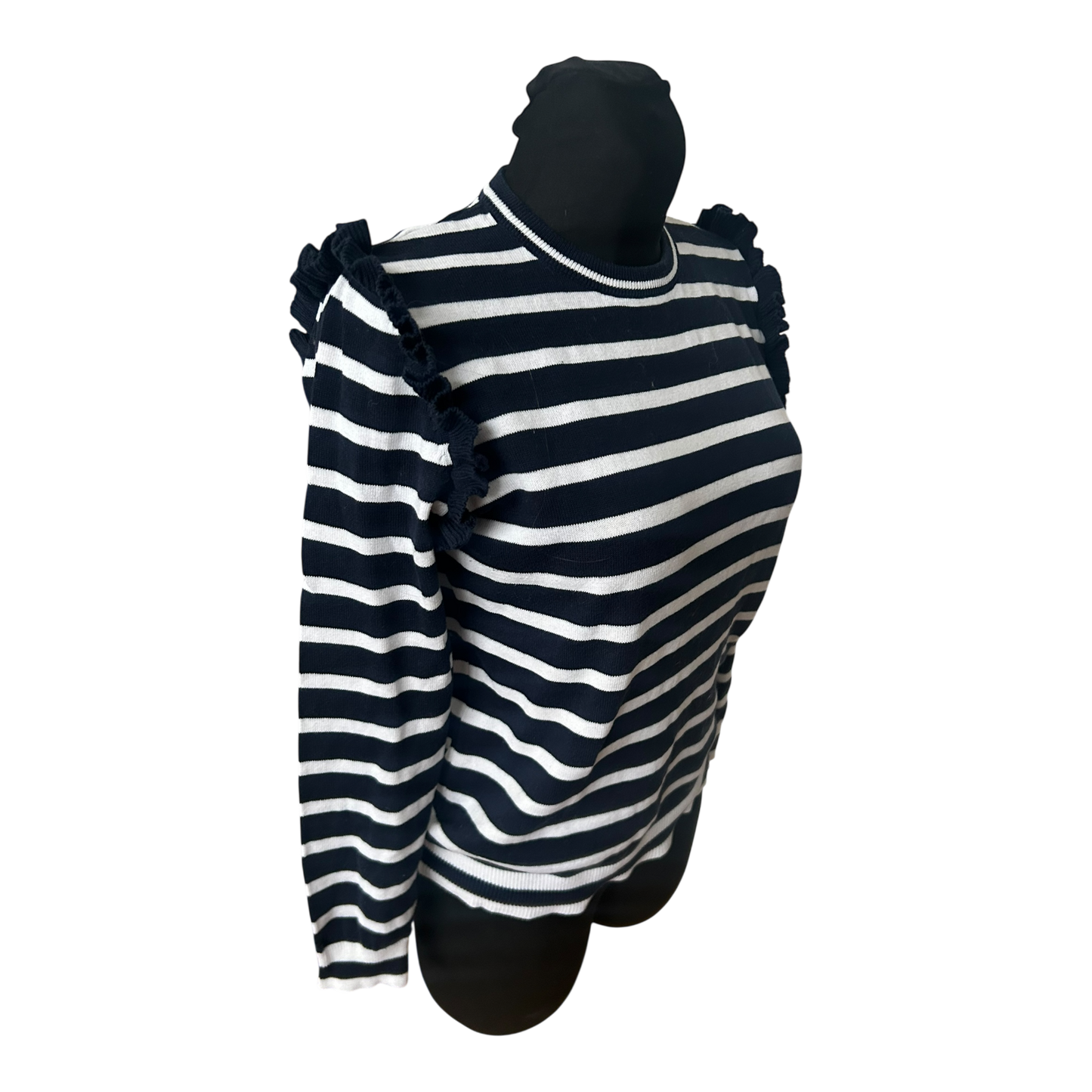 Atmosphere Damen Pullover Gr 40 Dunkelblau Weiß Gestreift Baumwolle