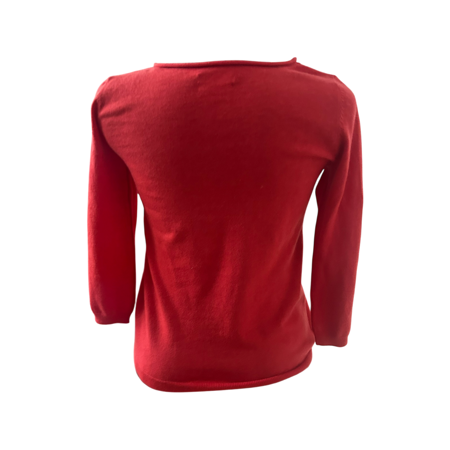 Marc O Polo Damen Pullover Gr S Rot Merino Baumwolle 3/4 Arm Hochwertig