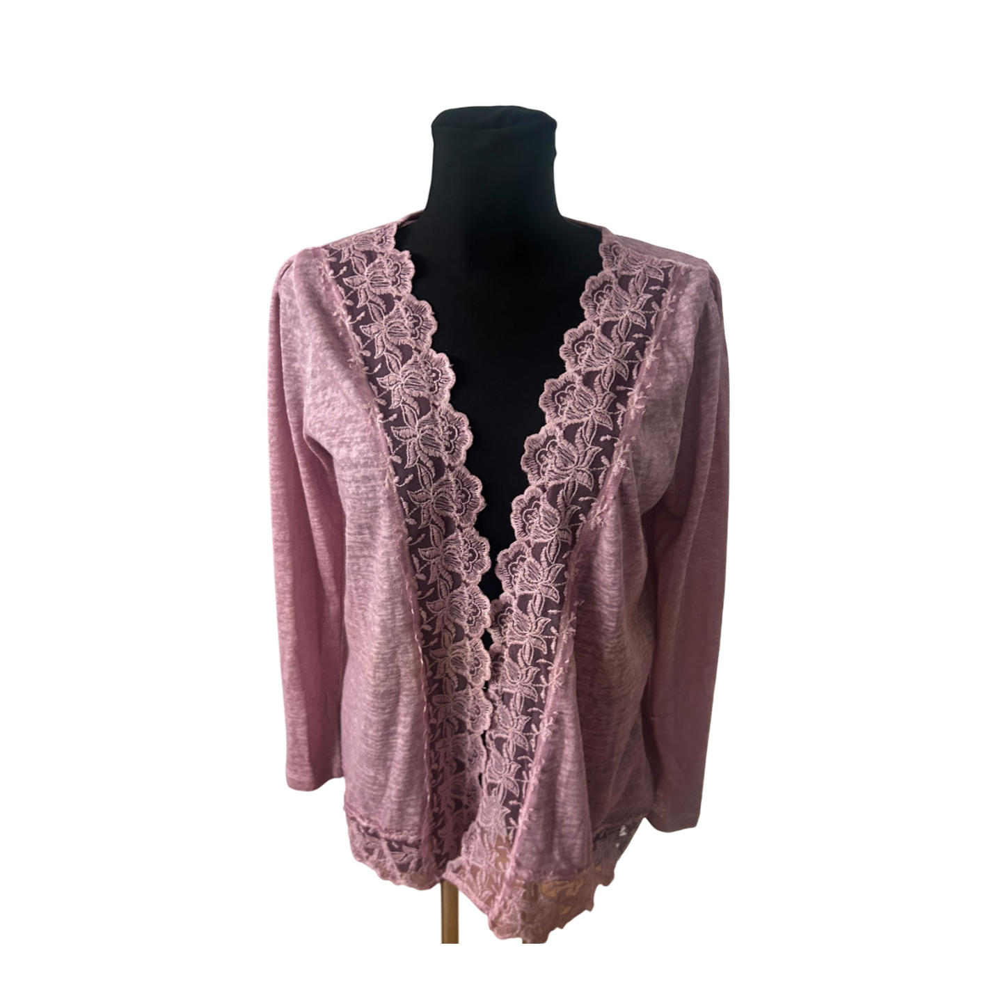 Himmelblau by Lola Paltinger Damen Cardigan Gr 40 Rosa Spitze Langarm