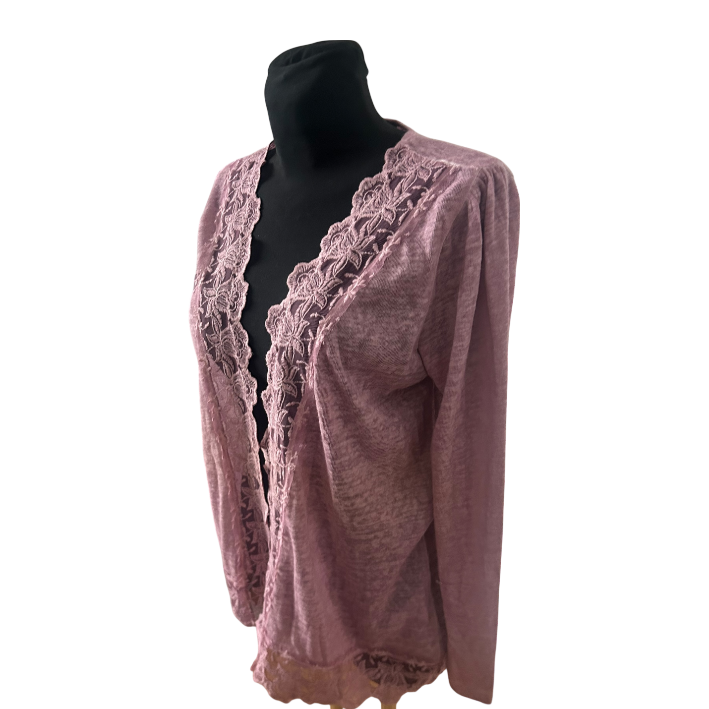 Himmelblau by Lola Paltinger Damen Cardigan Gr 40 Rosa Spitze Langarm
