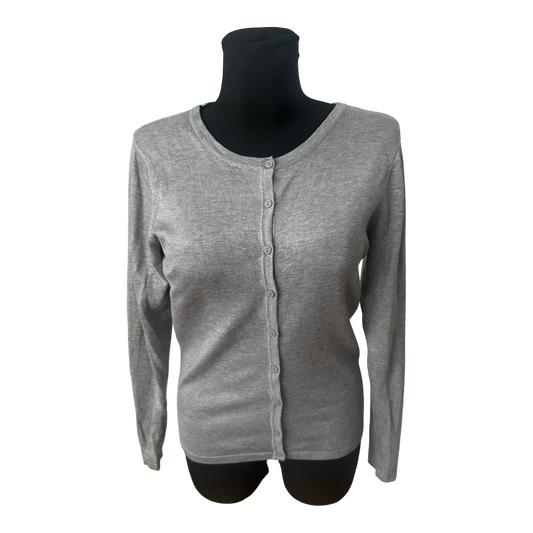 Soyaconcept Damen Strickjacke Gr M Grau Feinstrick Rundhals Knopfleiste