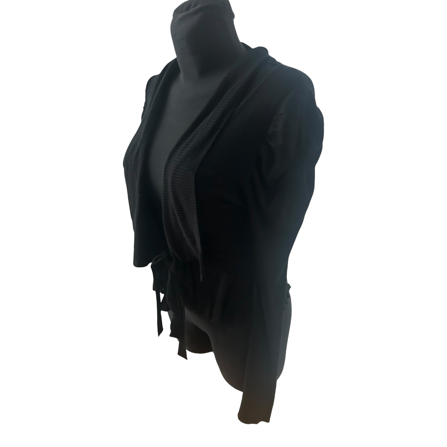 Laetitia Damen Cardigan Gr 40 Schwarz Viskosemix Bindegürtel Puffärmel