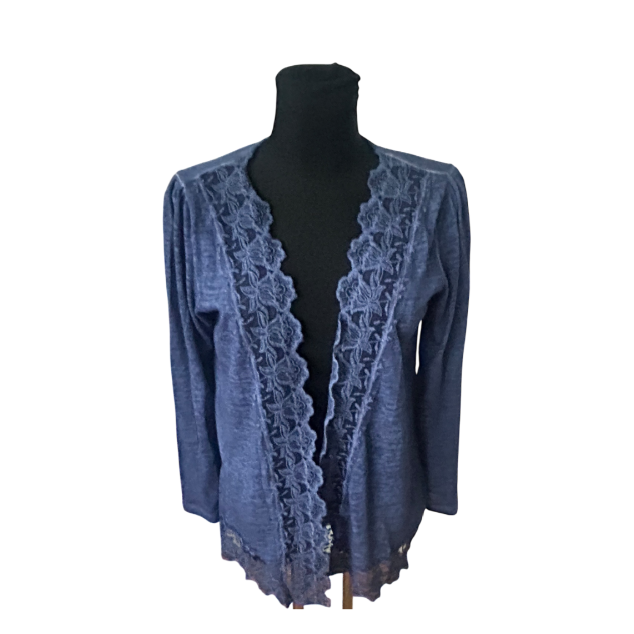 Himmelblau by Lola Paltinger Damen Cardigan Gr 42 Blau Spitze Langarm