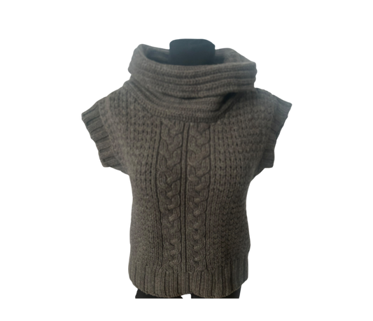 Tatum Strickpullover Damen Gr M Braun Schurwolle Zopfmuster Warm Winter