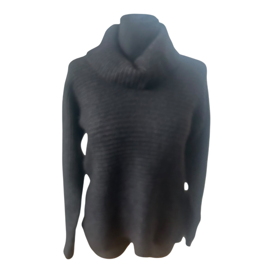 Damen Strickpullover Gr L Alpaka Wollmix Grau Rollkragen Winter Elegant