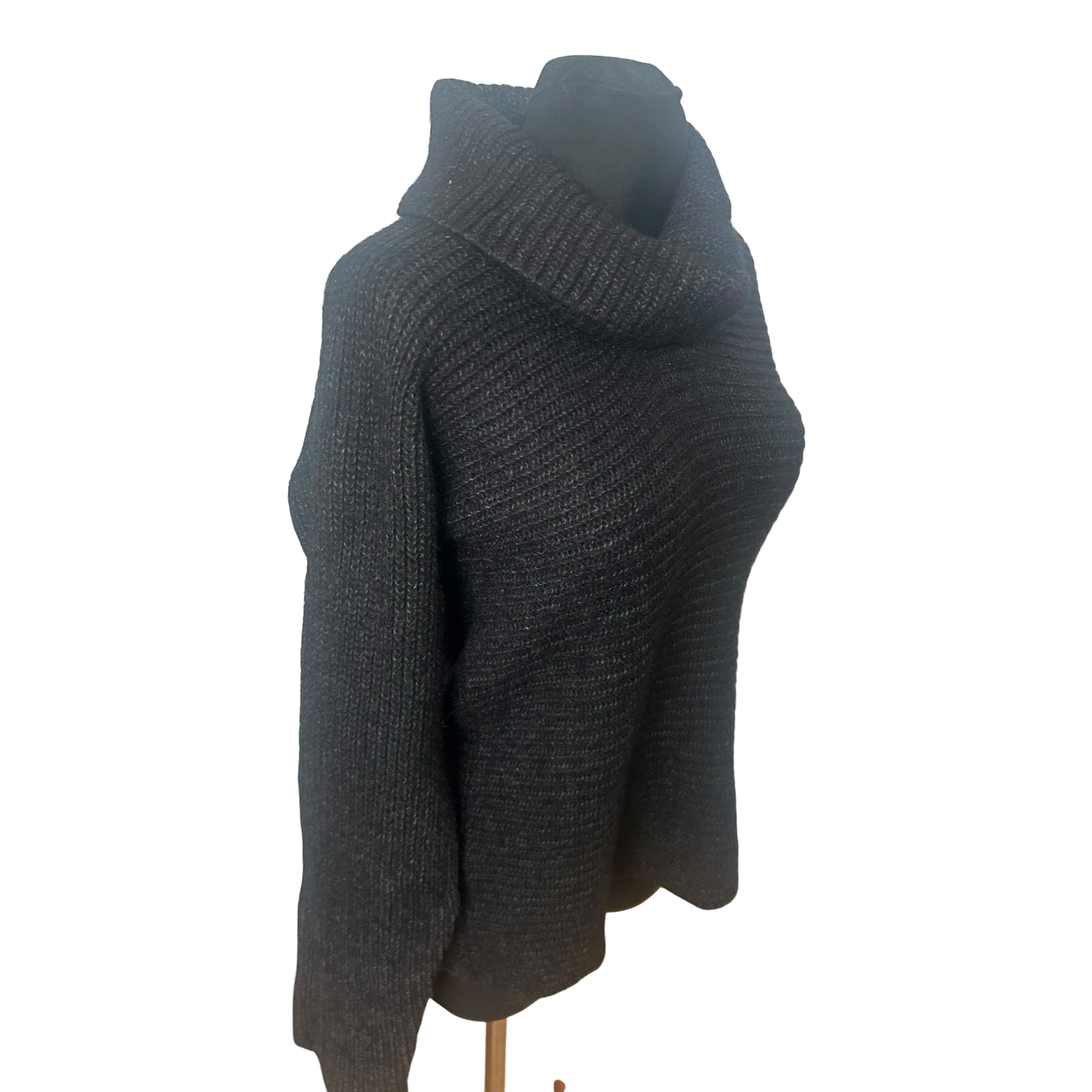 Damen Strickpullover Gr L Alpaka Wollmix Grau Rollkragen Winter Elegant