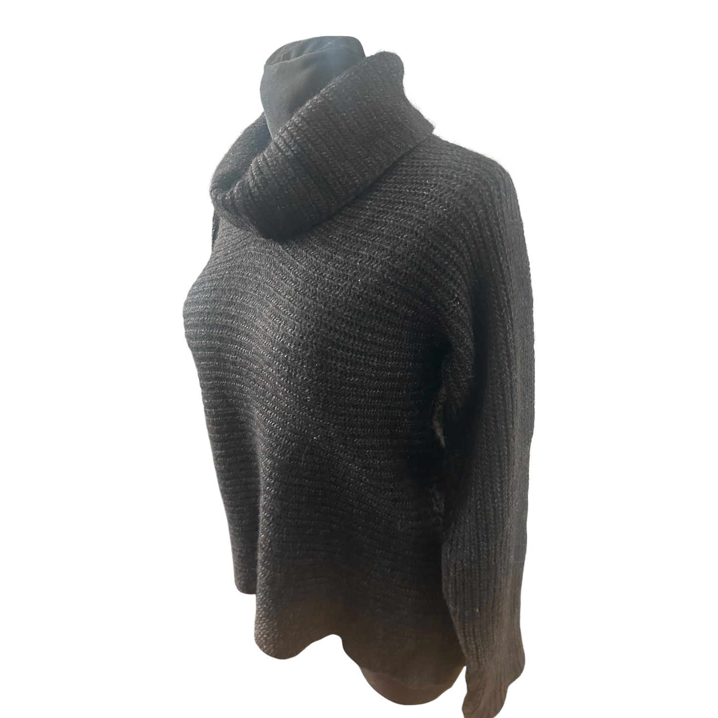 Damen Strickpullover Gr L Alpaka Wollmix Grau Rollkragen Winter Elegant