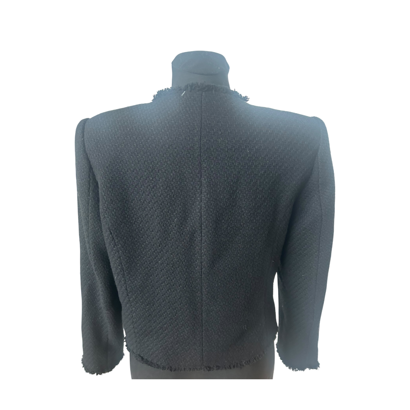 Mango Jacke Damen Gr L Schwarz Tweed Look Elegant Klassisch Goldknöpfe