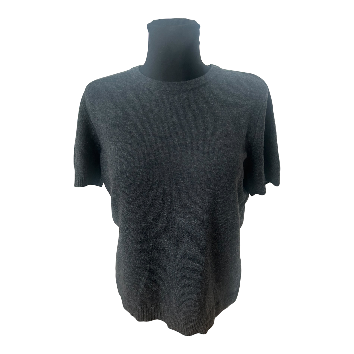 Fabiani Damen Strickpullover Gr 42 Grau Wolle Kaschmir Kurzarm Klassisch