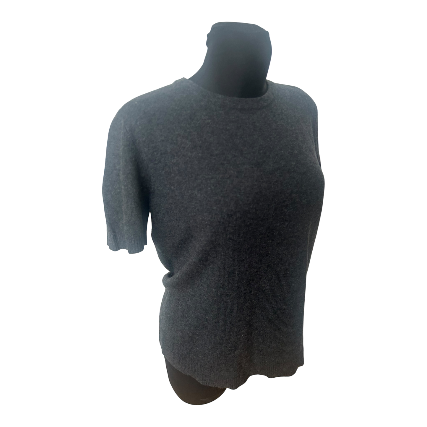 Fabiani Damen Strickpullover Gr 42 Grau Wolle Kaschmir Kurzarm Klassisch