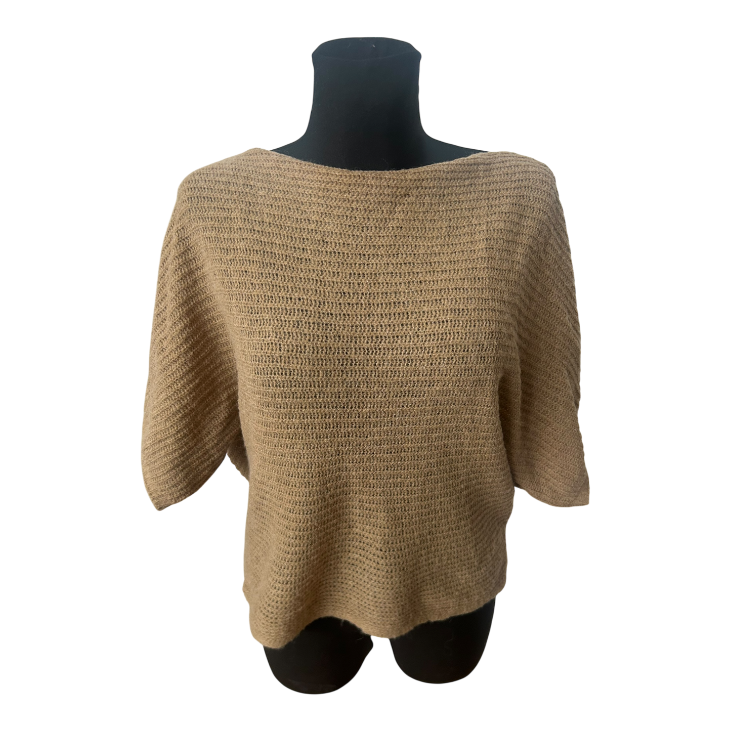 Benetton Pullover Damen Strickpullover Gr S Beige Fledermausärmel Schurwolle