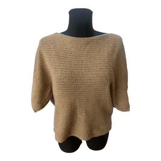 Benetton Pullover Damen Strickpullover Gr S Beige Fledermausärmel Schurwolle