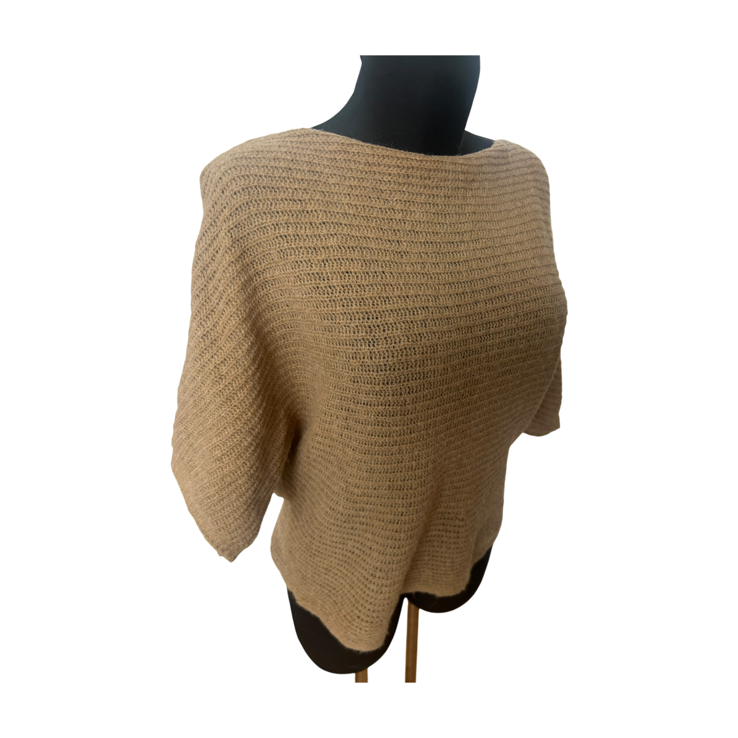 Benetton Pullover Damen Strickpullover Gr S Beige Fledermausärmel Schurwolle