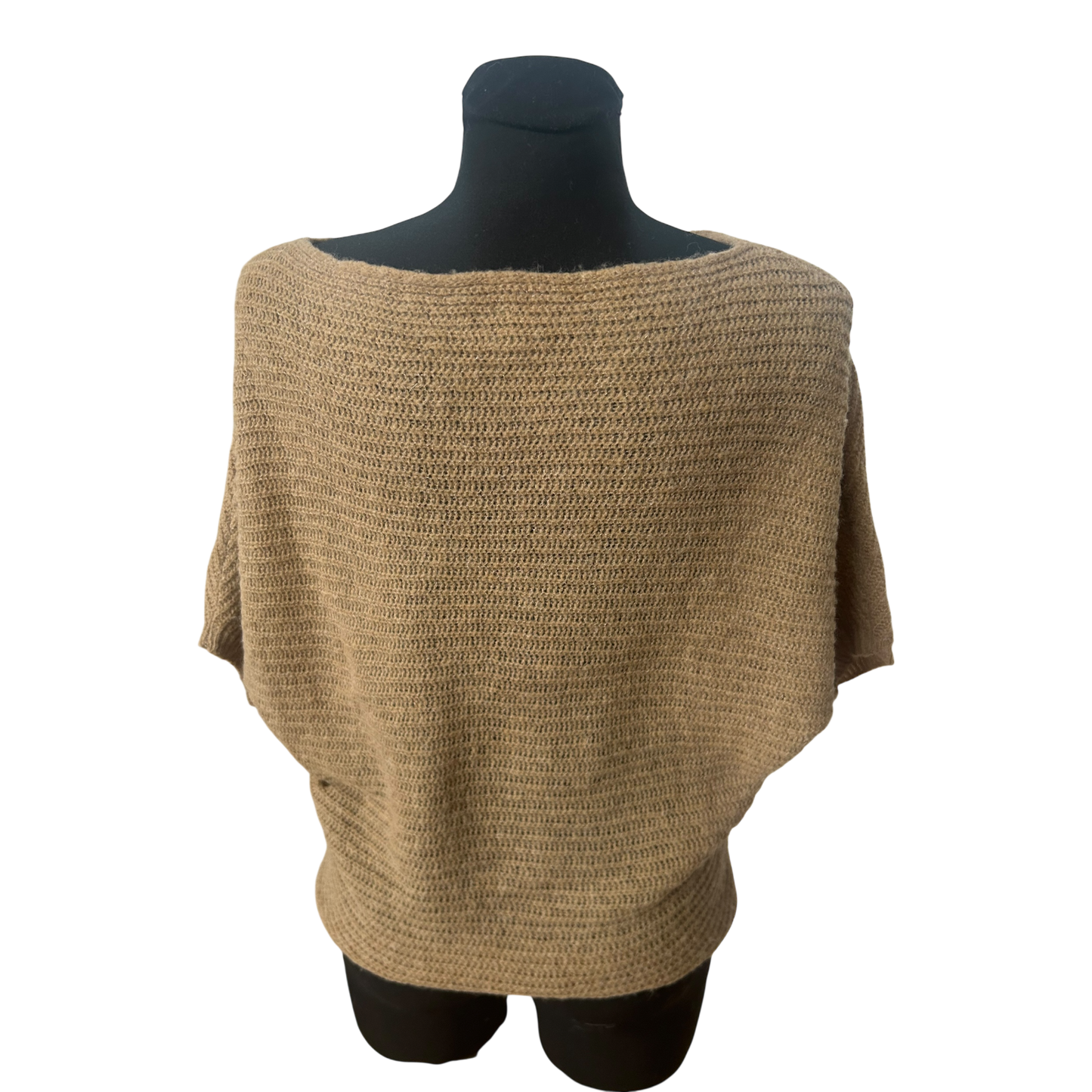 Benetton Pullover Damen Strickpullover Gr S Beige Fledermausärmel Schurwolle