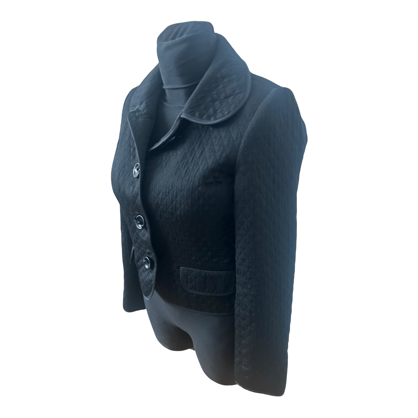 H&M Blazer Damen Gr 34 Schwarz Steppoptik Kurzblazer Übergang Elegant