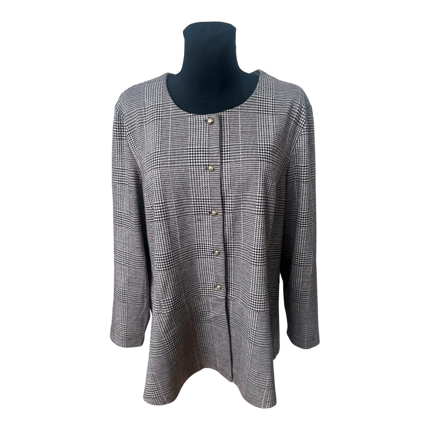 Second Hand Liebe Blazer Damen Gr 50 Braun Rosa Kariert Goldknöpfe Elegant