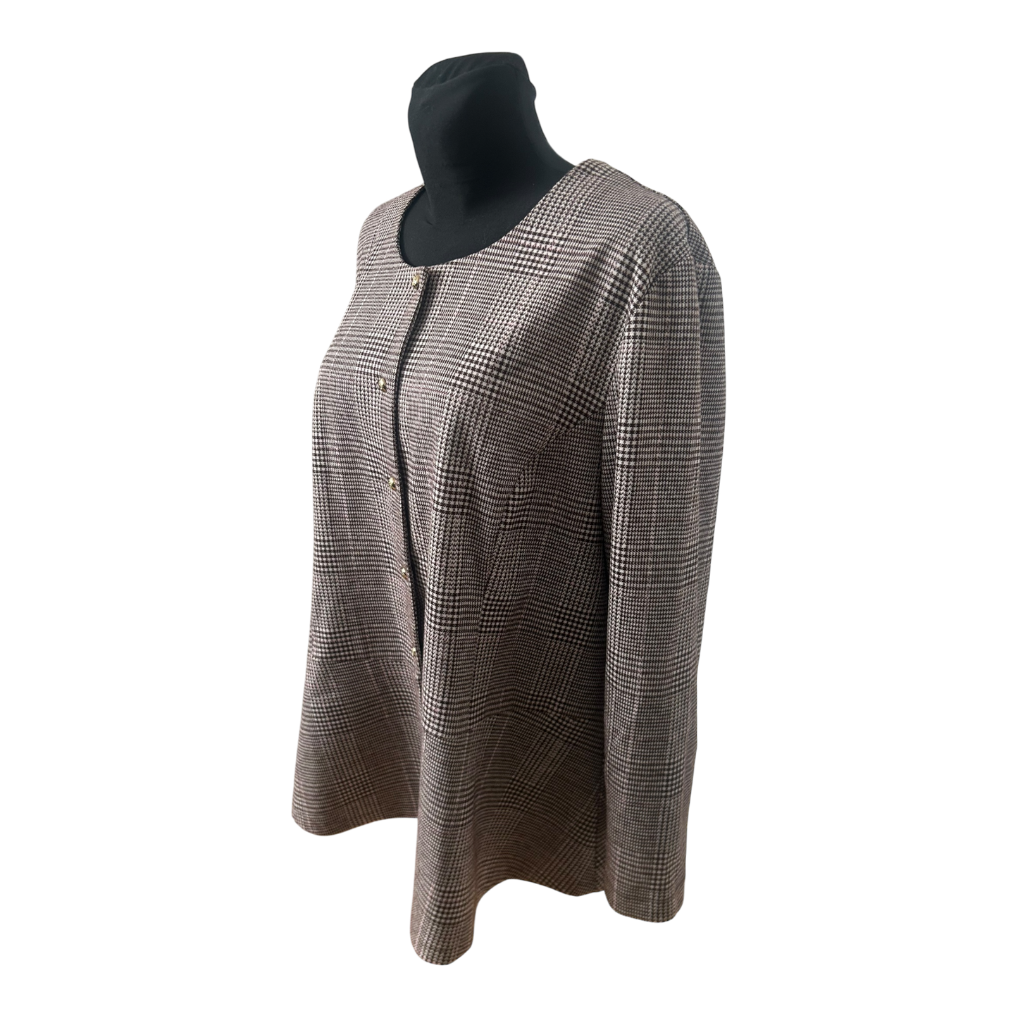 Second Hand Liebe Blazer Damen Gr 50 Braun Rosa Kariert Goldknöpfe Elegant