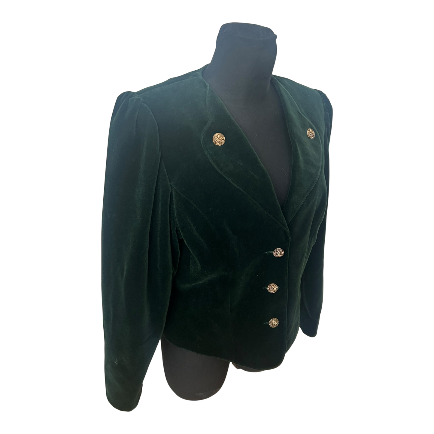 Vintage Blazer Damen Gr 38 Samt Dunkelgrün Goldknöpfe Elegant Klassisch