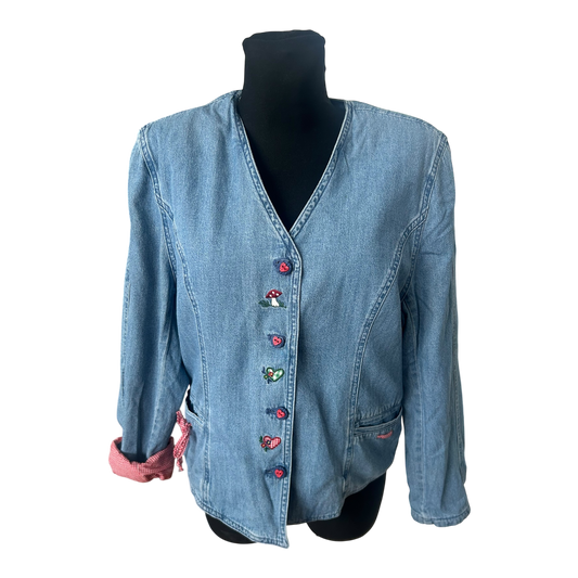 Meico Trachten Jeansjacke Damen Gr 40 Blau Landhaus Stil Gefüttert Baumwolle