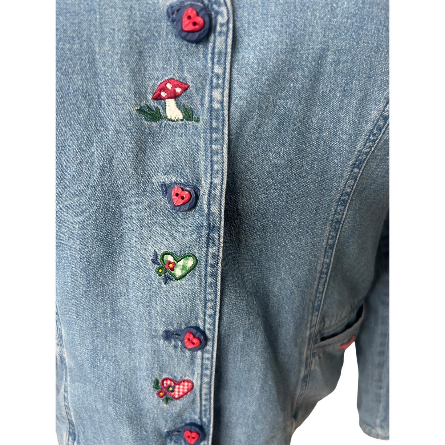 Meico Trachten Jeansjacke Damen Gr 40 Blau Landhaus Stil Gefüttert Baumwolle